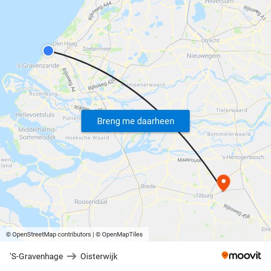 'S-Gravenhage to Oisterwijk map