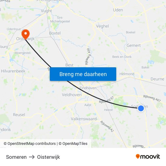 Someren to Oisterwijk map