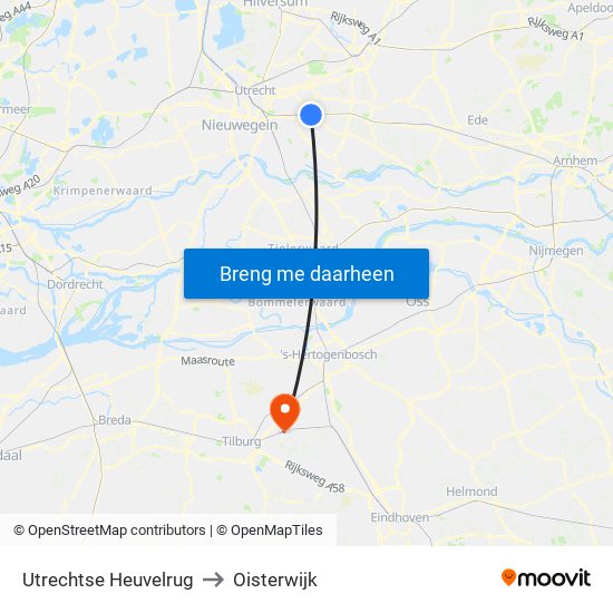 Utrechtse Heuvelrug to Oisterwijk map
