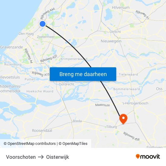 Voorschoten to Oisterwijk map