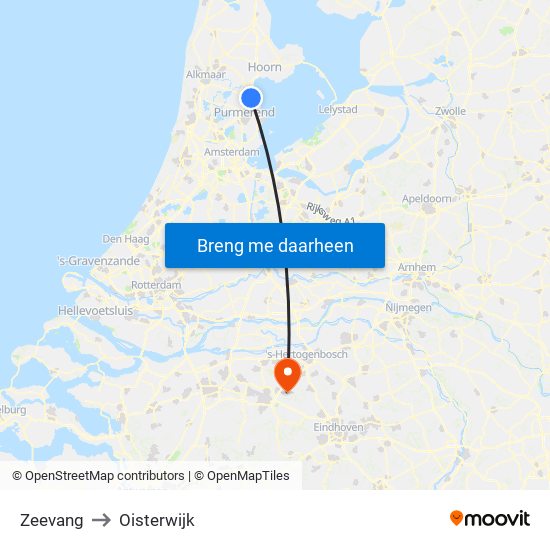 Zeevang to Oisterwijk map