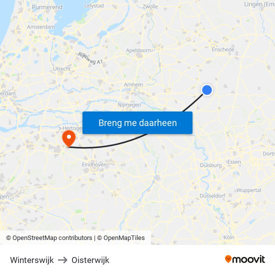 Winterswijk to Oisterwijk map