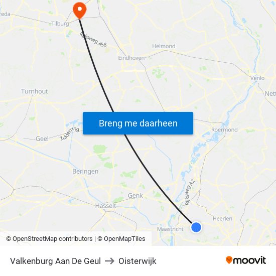 Valkenburg Aan De Geul to Oisterwijk map