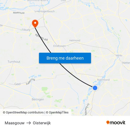 Maasgouw to Oisterwijk map