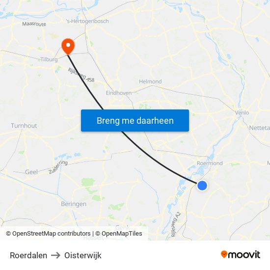 Roerdalen to Oisterwijk map