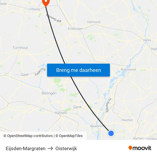 Eijsden-Margraten to Oisterwijk map