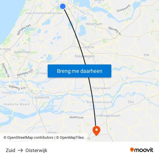 Zuid to Oisterwijk map