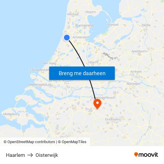 Haarlem to Oisterwijk map