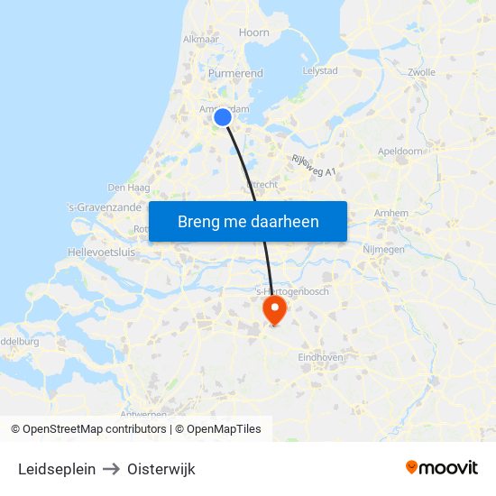 Leidseplein to Oisterwijk map