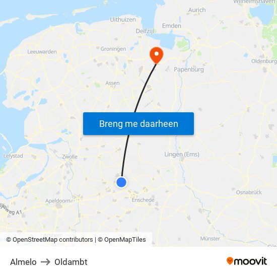 Almelo to Oldambt map