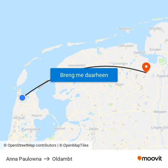 Anna Paulowna to Oldambt map