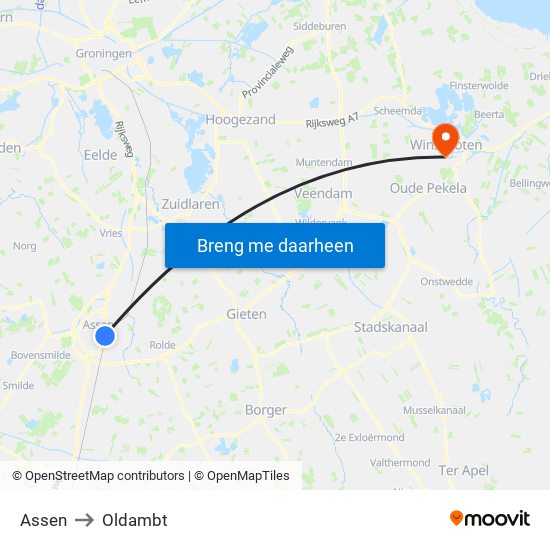 Assen to Oldambt map