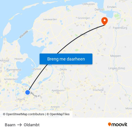 Baarn to Oldambt map
