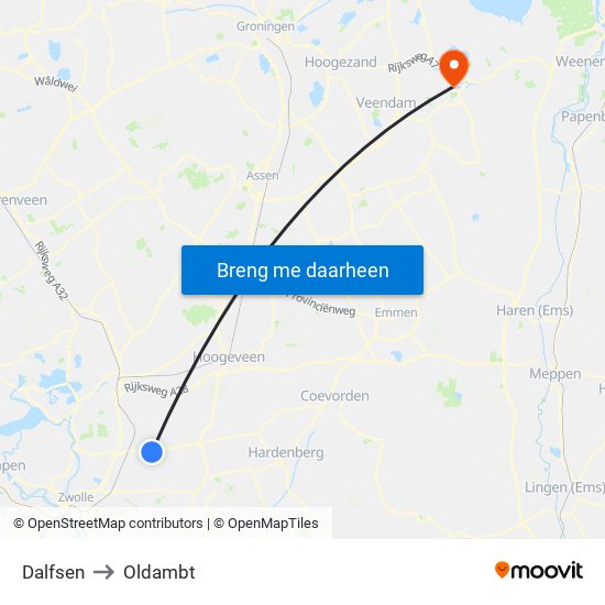 Dalfsen to Oldambt map