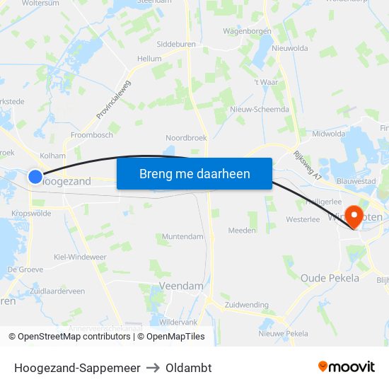 Hoogezand-Sappemeer to Oldambt map