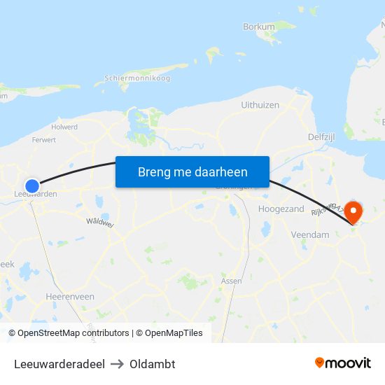 Leeuwarderadeel to Oldambt map
