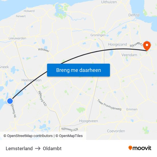 Lemsterland to Oldambt map