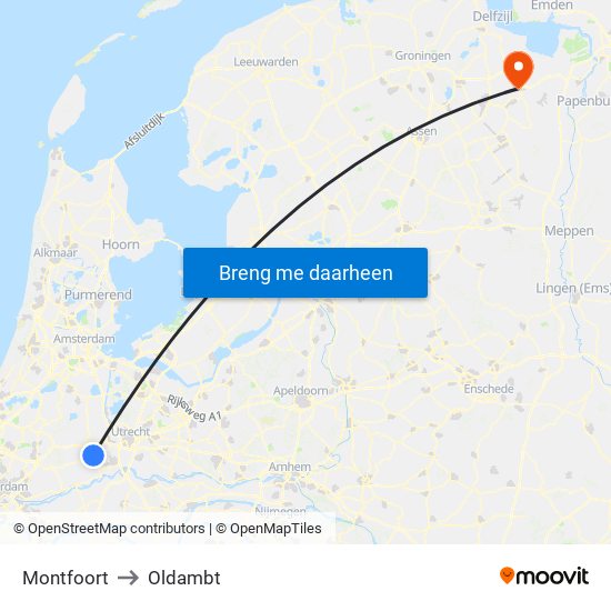 Montfoort to Oldambt map