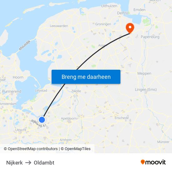 Nijkerk to Oldambt map