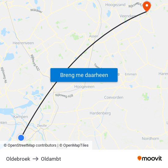 Oldebroek to Oldambt map