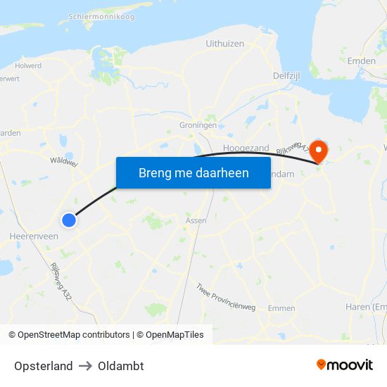 Opsterland to Oldambt map
