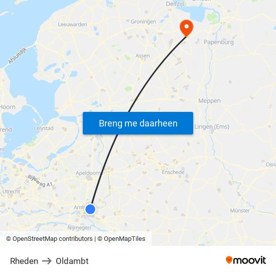 Rheden to Oldambt map