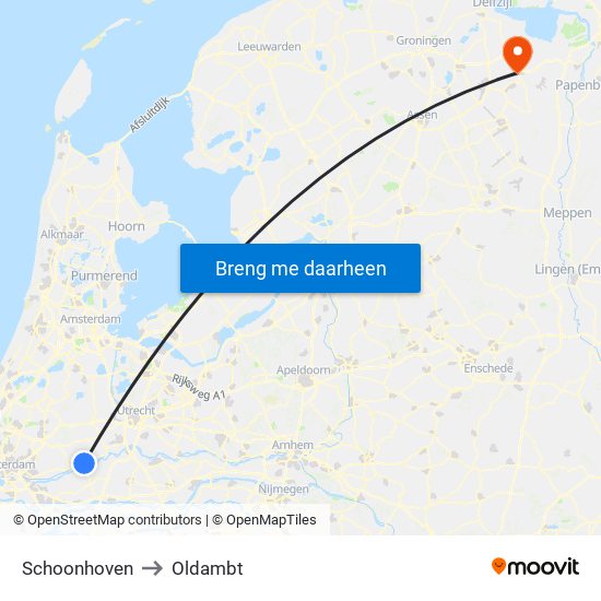 Schoonhoven to Oldambt map