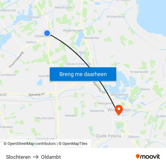 Slochteren to Oldambt map