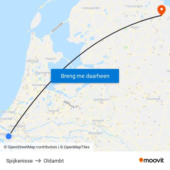 Spijkenisse to Oldambt map