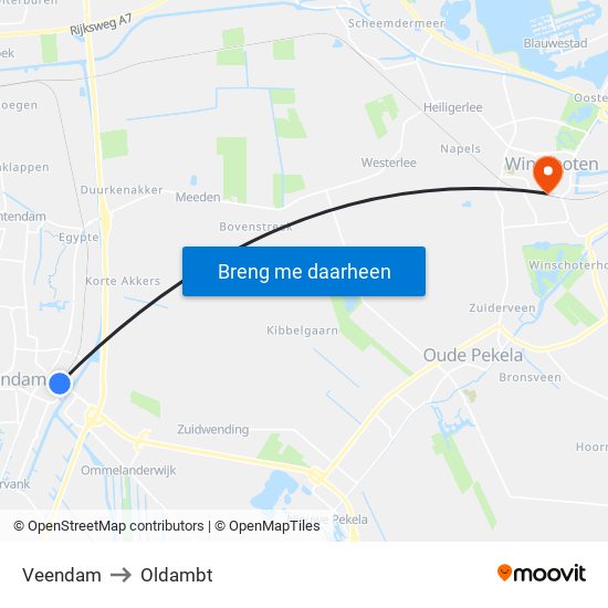 Veendam to Oldambt map