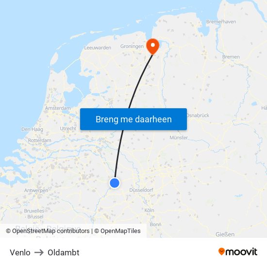 Venlo to Oldambt map