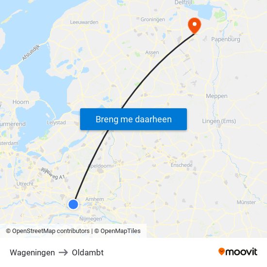Wageningen to Oldambt map