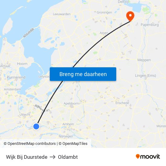 Wijk Bij Duurstede to Oldambt map