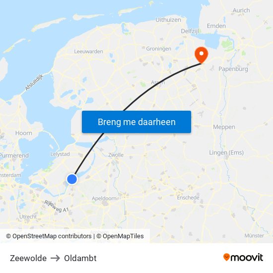 Zeewolde to Oldambt map