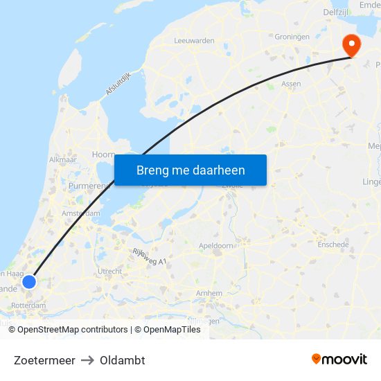 Zoetermeer to Oldambt map