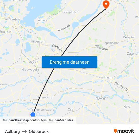 Aalburg to Oldebroek map