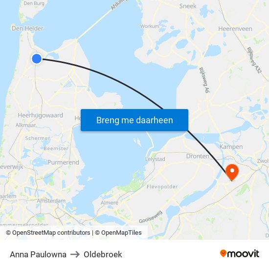 Anna Paulowna to Oldebroek map