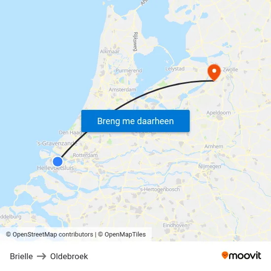 Brielle to Oldebroek map