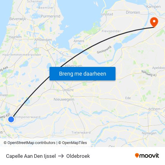 Capelle Aan Den Ijssel to Oldebroek map