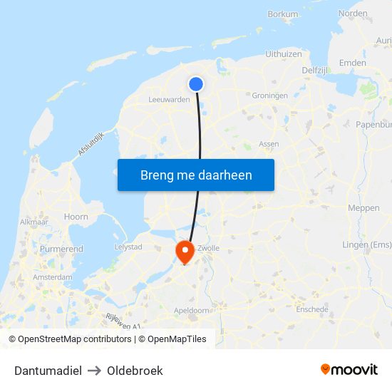 Dantumadiel to Oldebroek map