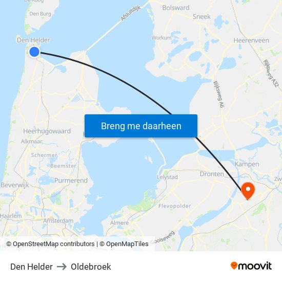 Den Helder to Oldebroek map