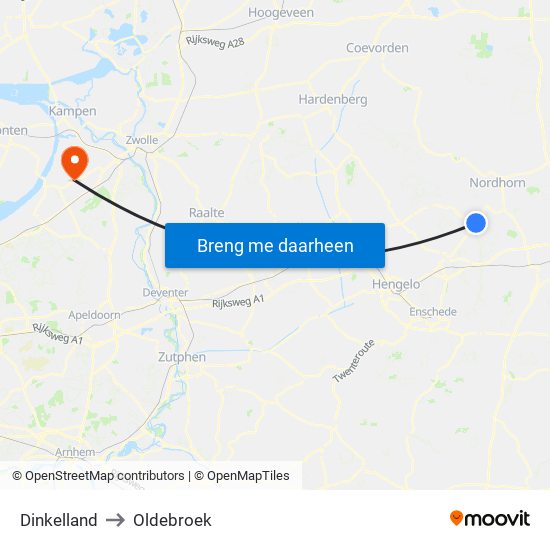 Dinkelland to Oldebroek map