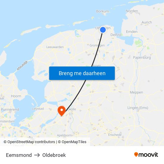 Eemsmond to Oldebroek map