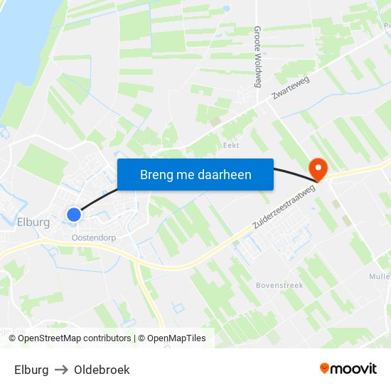 Elburg to Oldebroek map