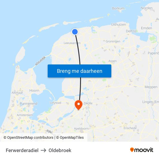 Ferwerderadiel to Oldebroek map