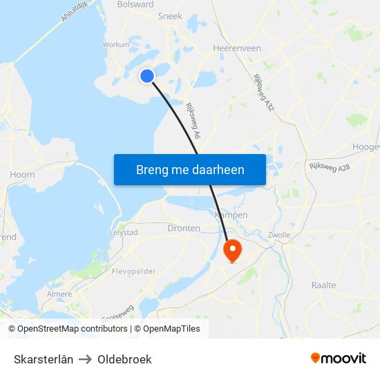 Skarsterlân to Oldebroek map