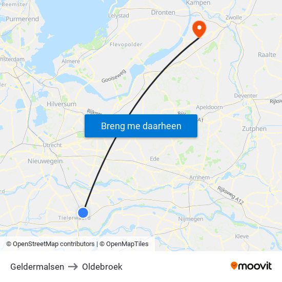 Geldermalsen to Oldebroek map