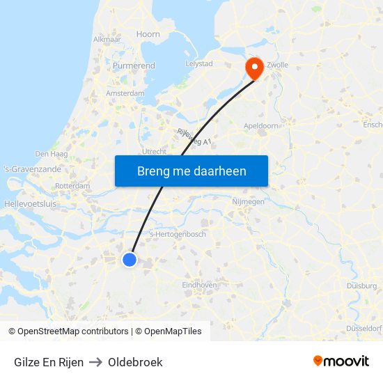 Gilze En Rijen to Oldebroek map