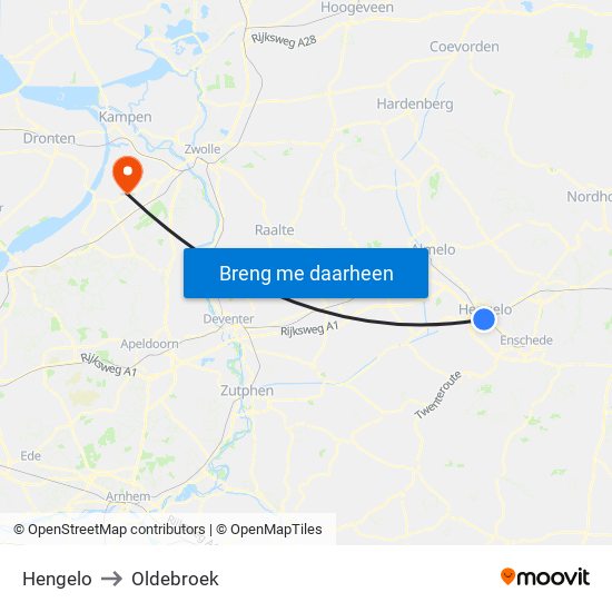 Hengelo to Oldebroek map