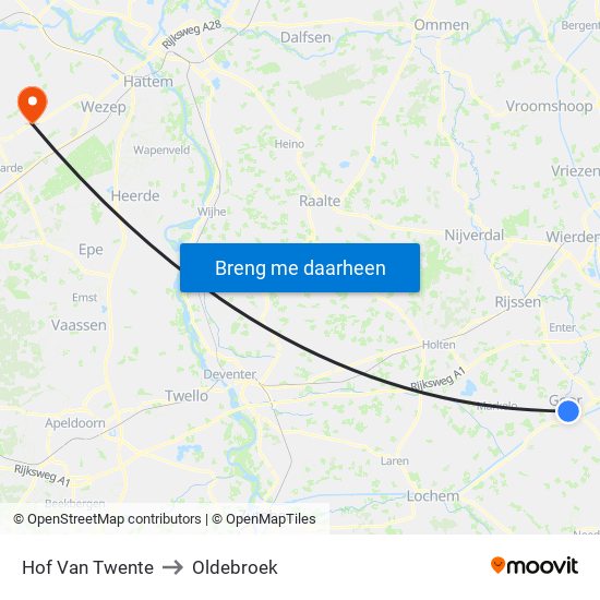 Hof Van Twente to Oldebroek map